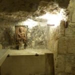 Bas-relief of St Jerome over the place where his body lay before it was transferred to a church in Rome (Seetheholyland.net)