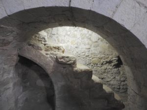 Crusader steps enclosed within modern support structures for the convent (© Gregory Jenks)