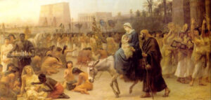 Holy Family arriving in Egypt, by Edwin Longsden Long (Wikimedia)