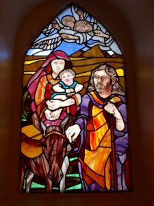 Holy Family in stained glass at St John’s Church, Maadi (Stephen Sizer / Wikimedia)