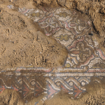 Section of mosaic floor uncovered at Kathisma (© 2011 Shmuel Browns)