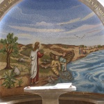 Jesus calling fishermen to be disciples, mosaic in Magdala church (Seetheholyland.net)