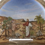 Jesus casting seven demons from Mary Magdalane, mosaic in Magdala church (Seetheholyland.net)
