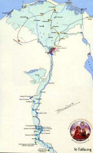 Map of Holy Family's itinerary signed by Coptic Pope Shenouda III (Orthodox Wiki)