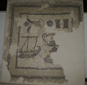 Mosaic including boat discovered at Magdala (© Magdala Project)