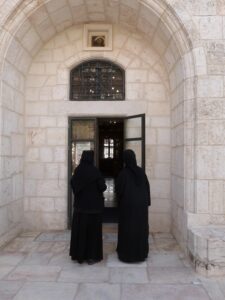 Greek Orthodox nuns entering the Church of St John the Baptist (Seetheholyland.net)