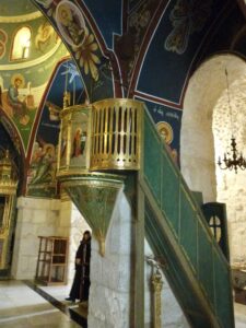 Tiny pulpit in the Church of St John the Baptist (Seetheholyland.net)