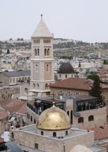 Church of the Redeemer towering over dome of the Church of St John the Baptist (Seetheholyland.net)