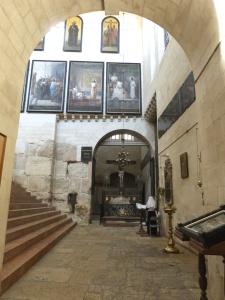 Reconstructed stairs on left led to Constantine's Holy Sepulchre church (Seetheholyland.net)