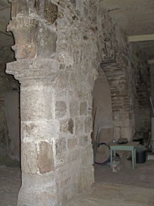 Remains of main entrance to Constantine's church, in Zalatimo's sweetshop (Seetheholyland.net)