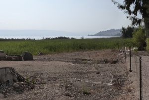 Sea of Galilee from Magdala, with Tiberias in the distance at right (Seetheholyland.net)