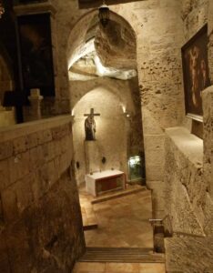 The descent to the Chapel of St Helena in the Church of the Holy Sepulchre (Seetheholyland.net)